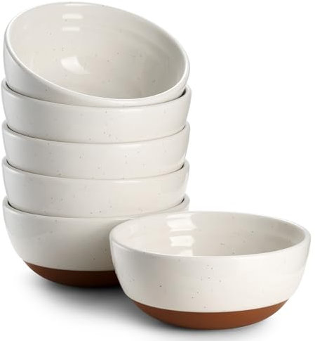 DOWAN Juego de 6 Cuencos de Postre de 270 Ml - Tazón de Desayuno de Porcelana - Bol para Cereales, Arroz, Tapas, Guarniciones - Apto para Microondas y Lavavajillas - Blanco Alabastro