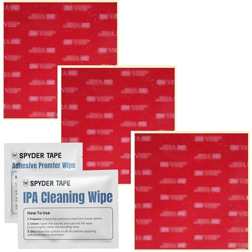5954 Heavy Duty Double Sided Adhesive Pads 100mm x 100mm 3 Pack - Industrial Strength Foam Mounting Squares for Metal, Plastic & Painted Surfaces - Waterproof High Bond Acrylic Adhesive with IPA Wipes