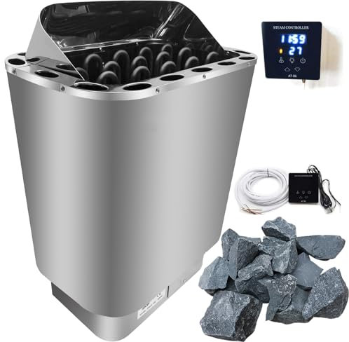 MKYOKO Stufa per Sauna in Acciaio Inox con sensore di Temperatura Stufa per Sauna con Pietre per Sauna e Schermo tattile Ultrasottile per la casa,4.5KW