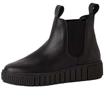 Tamaris Damen Chelsea Boots, Frauen Stiefeletten,Wechselfußbett,Comfort Lining,uebergangsschuhe,uebergangsstiefel,flach,Black Leather,38 EU