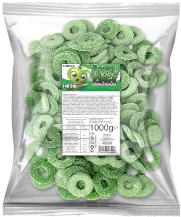Capico Apfelringe gezuckertes Fruchtgummi (1000g) im Beutel, Halal