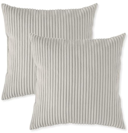 sleepling 2er Set Sofakissen 40x40 cm, Kissen, Kord Beige | Zier aus robustem Polsterstoff , 40 x 40 cm, Deko für Sofa, Couch, Polster, Made in EU, 2 Stück