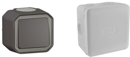 LEGRAND - Interrupteur Mural Etanche Simple ou Va-et-vient 10A Plexo & Boite de derivation electrique - etanche exterieur - IP55 85X85 - Debflex - 718806 - Polypropylène