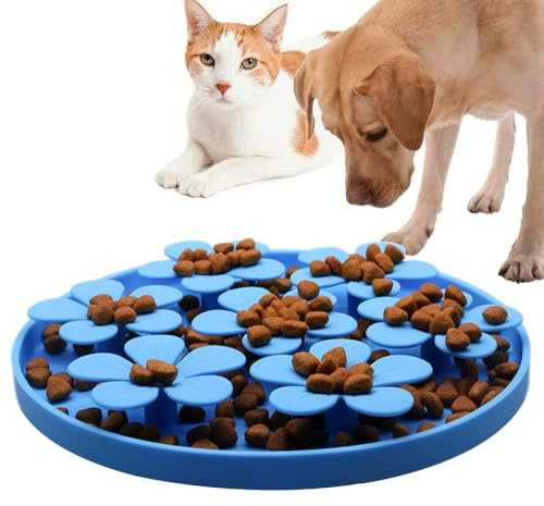 Silikon slickmatta, interaktiv snuffelmatta för hund/katt, φ 20,3 cm, rund långsamt matare, fodermatta med sugkoppar för luktträning, långsamt äta