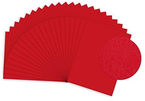 Sumico Bastelkarton 50x70cm 25 Bogen I Bastelpapier 220g/m² I dickes Ton-Papier zum Basteln & Malen I Bastel-Pappe umweltfreundlich verpackt I Tonkarton bunt für Kinder (Rot)