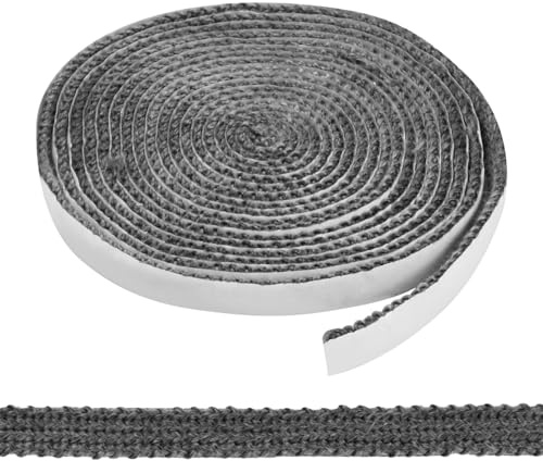 Dokeno Kamin Dichtband, Dichtungsband Selbstklebend Ofendichtschnur Kamindichtung aus Glasfasern Kamindichtung Ofendichtband Ofendichtband Hitzebeständiger für Kaminofen Ofen Holzöfen 3mm x 12mm x 4m