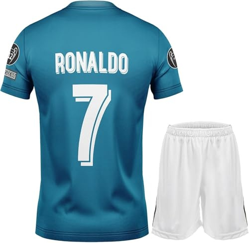 NIHMEX Nostalgie Blau #7 Final,Limitierte Auflage Trikot Fußball Neu Saison, Shorts Socken Jugendgrößen (Blau,164).