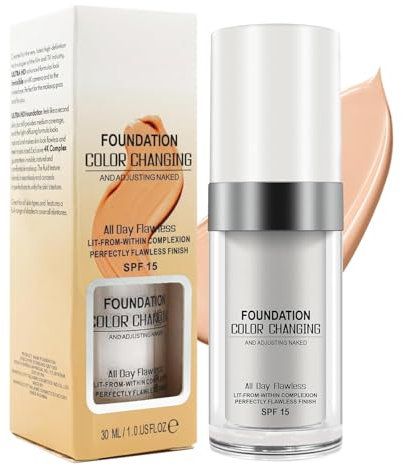 30ml Farbwechselnde Flüssig Foundation, Concealer Grundlage für reife Haut, Feuchtigkeitsspendende leichte Langanhaltende Foundation, Makeup Halt Foundation