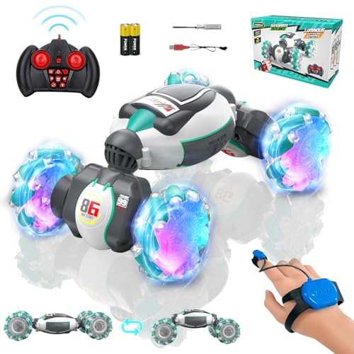 Bubbacare Ferngesteuertes Auto Junge Mädchen, 2,4 GHz 4WD Auto Mit Handsteuerung mit Leichter Musik, 360° Rotation Spielzeug ab 6 Jahren Jungen, Spielzeugauto Kinder 6-15