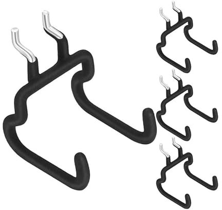 Nivithi 4 Crochets Panneau Perforé Robustes - Crochet Panneau Perforé Double pour Perceuse et Sac d'Accessoires, Idéal pour Panneau Perforé Mural et Porte Outils Mural, Espacement des Trous 2.5 cm