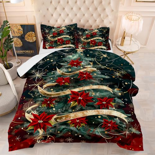 Bettdecke 200X200 Weihnachtsbaum Bettdecken 200Gsm,Dünne Und Leichte Duvet,4 Jahreszeiten Bettdecken,Weiche Mikrofaser Bettdecke Mit 2 Kissenbezüge,Warm Steppbettdecke Für Allergiker