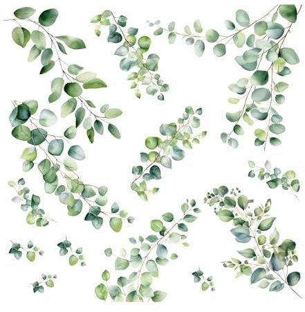 261 Wandtattoo Eukalyptus Ranken Zweige Aquarell Watercolor in 6 vers. Größen Größe 750 x 420 mm