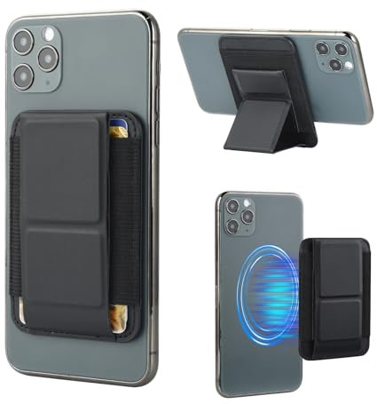 aceyoon Porte-Cartes pour Magsafe, Maintien 3 Cartes Support Téléphone Réglables Portefeuille Magnétique en PU Compatible avec MagSafe pour iPhone 16/15/14/13/12 Séries, Non pour 13/12 Mini,Noir