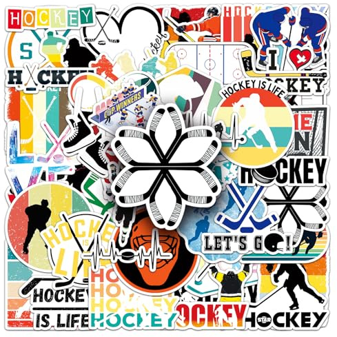 Ice Hockey Aufkleber 50 Stück Vinyl Funny Hockey Puck Sport Aufkleber für Laptop Skateboard Auto Telefon Gepäck Scrapbook Motorrad Computer,Wasserfeste Aesthetic Sticker für Jugendliche Erwachsene