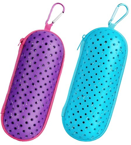IHLOOTD 2er Set Schwimmbrille Etui mit Karabiner, Swim Brillenetui Hardcase, Schutzhülle Brillenetui, für Schwimmbrille, Sonnenbrillen & Sportbrillen, Unisex