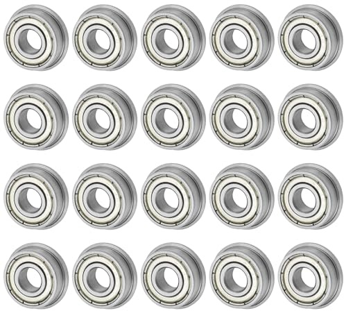 M METERXITY 20-Pack Roulements À Billes À Flasque F696ZZ, 6mm x 15mm x 5mm Double Bouclier Métallique Z1 Chrome (GCr15) Acier Roulements À Flasque Pour Wheelbarrow/Printer