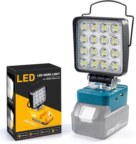 Sentoo Akku Lampe für Makita 18V,48W 4800LM kabellose LED Arbeitsleuchte | 2 Helligkeitsmodi,tragbarer Baustrahler，Mit USB-und USB-C-Anschluss,Ideal bei Wartungsarbeiten und Camping