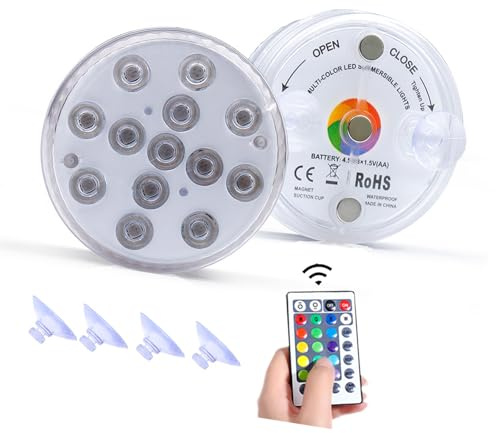LLINthy 2set 13 LED Remote Controlled Submersibles Submersibles Lampada Con Controllo Per Fontane Stagno Facile Da Usare LED Controllato Luce Subacquea