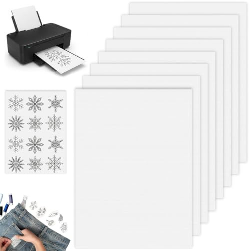 JYSNOW 8 Piezas Papel Soluble para Bordar, Papel para Bordar Soluble Imprimible, A4 21x30cm Cortado en TamañOs Variables Papel Disolvente Imprimible Bordado a Maquina y a Mano (Blanco)