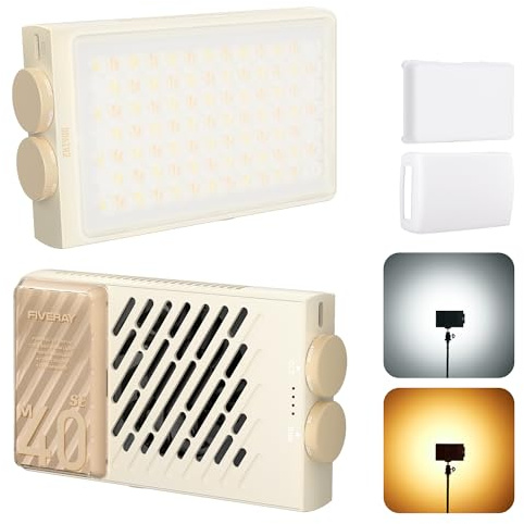 ZHIYUN FIVERAY M40 SE Combo[Oficial] Luz de Video LED, 17100 Lux, 2700–8500K, CRI≈95, TLCI ≥ 97, 84 Leds, 250g, Luz Portátil para Video para Youtube TikTok