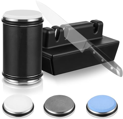 Kit Affilacoltelli Rotante, Acciaio Diamantato, Angolo Magnetico Con Dischi Affilanti Rotanti, Affilatore Professionale 5 In 1 Per Tutti I Coltelli