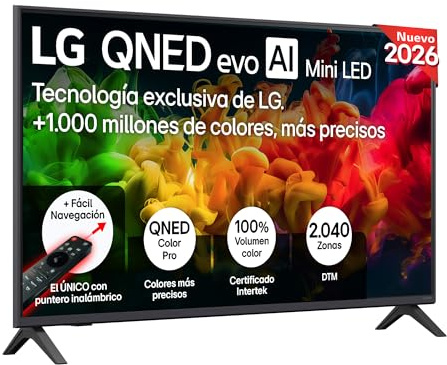 LG 43QNED80B6B - Smart TV QNED EVO AI 43 4K Sin Reflejos 94%, 2026