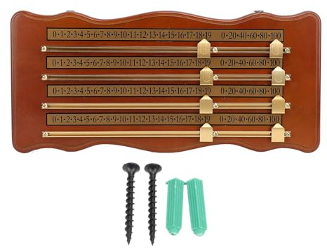 Holz Billard Scoreboard, 4 Lane Snooker Score Keeper mit Aluminiumlegierung Schiene, High Density Solid Wood Scoring Board für Billardtisch Clubs und Heimspielzimmer