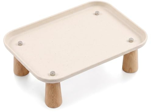 Ginwrek Futtertisch für Katzen, auslaufsicher, Futterständer, erhöht, spritzwassergeschützt, Futterstation für Wirbelsäule und Nackenschutz, 24,9 x 17,9 x 7,9 cm, Beige