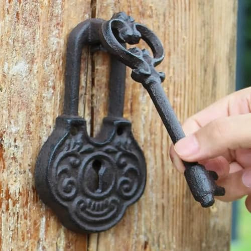 Antiker Türklopfer Mit Schloss, Handgefertigter Kleiner Vintage-türklopfer Aus Gusseisen Für Haustüren, Scheunen, Schuppen, Türen Und Tore, Black, 8.5cmx13.5cm/3.3x5.3