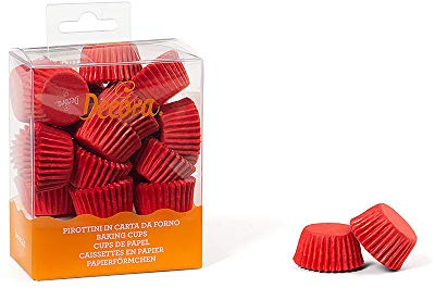DECORA, 0339637 Pirottini Bon Bon Rosso, Comodissimi Pirottini in Carta da Forno, per Cuocere, Presentare e Regalare Bon Bon, Resistono fino a 220°, In comodo Blister, 200 pezzi.