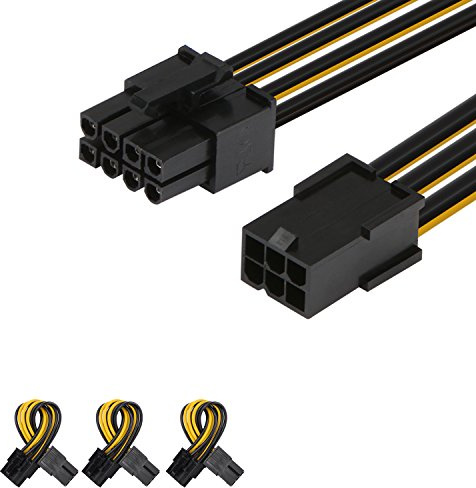 J&D 3 Paquets 6 Pin vers 8 Pin PCI Express (PCIe) Graphique la Vidéo Carte d'alimentation Câble Adaptateur, 10cm