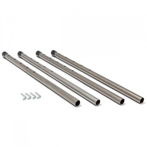 Höhenversteller für Tisch E2, lang, bis 22,8 cm, Farblos | Versteller mit Stülpstopfen für Schreibtische aus rundem Stahlrohr mit 17 mm Durchmesser