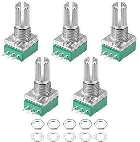 NO LOGO LSB-Potentiometer, 5pcs / Lot RV097NS Potentiometer B5K B10K B20K B50K B100K B500K Potentiometer 3Pin Shaft Mit Schalter Audio Sealing Potentiometer (Größe : 500K Ohm)