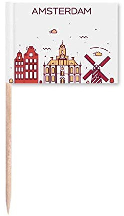 Amsterdam - Marcador de palillo de dientes plano para decoración de fiestas
