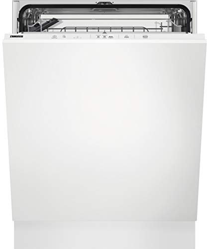 Zanussi ZDLN2521 Lave-vaisselle intégré Airdry 13 couverts, écran LCD, classe A++, arrêt automatique, 6 programmes à 3 températures, moteur inverter, porte coulissante, 47 dBA, blanc, 60 cm