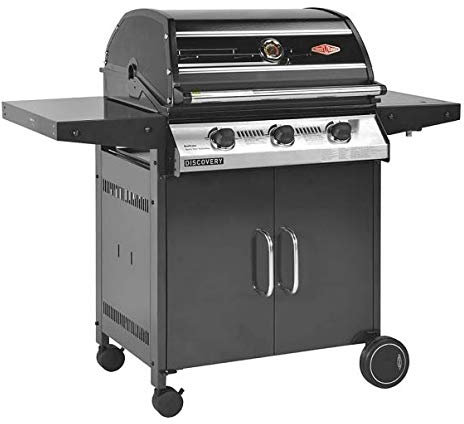 Barbacoa de porcelana para jardín exterior, modelo Barbacoa Discovery 1000R, 3 fuegos, funciona con gas metano