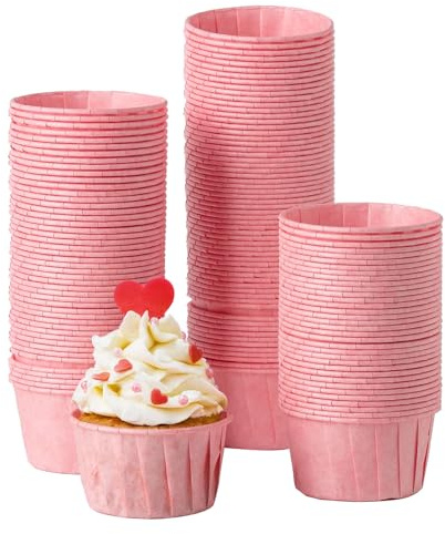 Katbite 150 Muffinförmchen Papier Cupcake Förmchen Rosa | Fettdichte Papier Backförmchen, lebensmittelecht & hitzebeständig. Ideal für Muffins, Cupcakes, Hochzeit, Geburtstag & Party