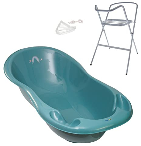 Mon Mobilier Design Baignoire bébé thermomètre Vert viride Météo 102 cm + Pied + Tuyau