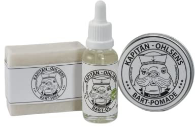 KAPITÄN OHLSEN Bartpflege Set Atlantik - Bartöl & Bartpomade & Bartseife - 100% natürlich