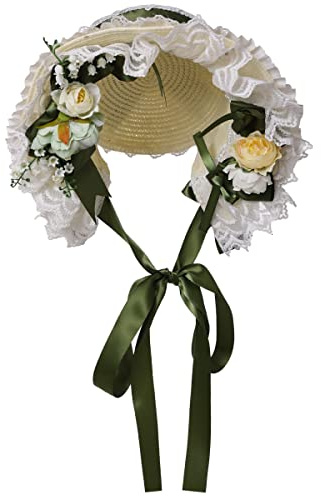 COSDREAMER Frauen Viktorianische Hauben Spitze Blumen Tee Party Hüte (Schwarz)