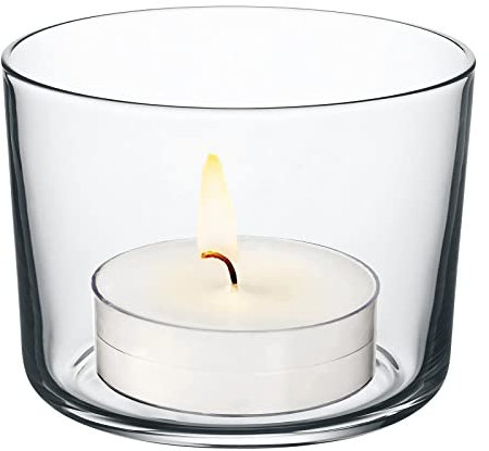 Konzept 11 Teelichtgläser 12er Set, Teelichthalter ideal als Hochzeitsdeko, groß und transparent 7,2 x 5,8 x 8,2 cm. Teelicht und Kerzen Glas für Wohnzimmer