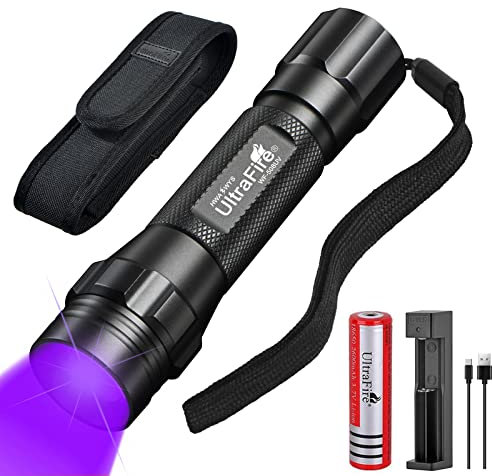 ULTRAFIRE UV Torch 395-405nm Blacklight LED Torch, Single Mode Zoomable Ultraviolet Light, Small UV Flashlight for Pet Stains Urine, Curing Resin, Leak Detector