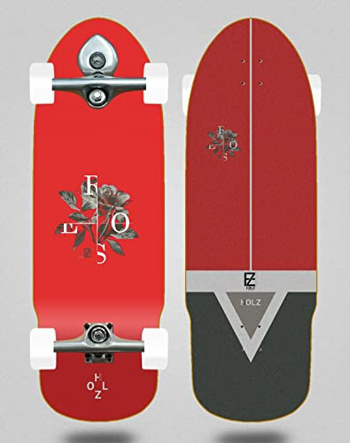 Holz Surfskate Complete with Buri Surf Skate Skateboard Trucks - Rose Red 32 Bullet