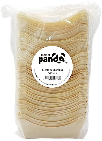 kleiner Panda Bambus Schale - 50 Stück 10 cm - Eisschale, Snackschale für Fingerfood - Hochwertiges Einweggeschirr