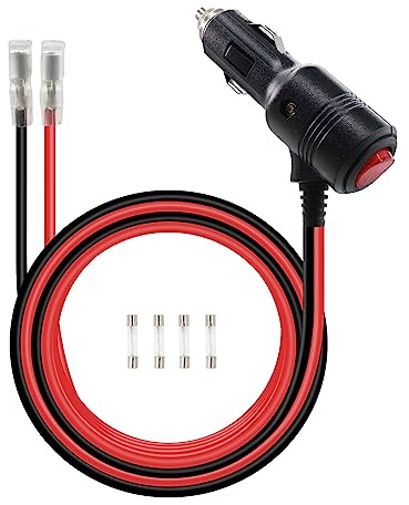 RIIEYOCA Zigarettenanzünder Stecker Kabel mit Litzen & Schalter ON/OFF,12V-24V Heavy Duty 16AWG 15A Sicherung Schutz Stromkabel für Auto Inverter Reifen Inflator (1M/3.3Ft)