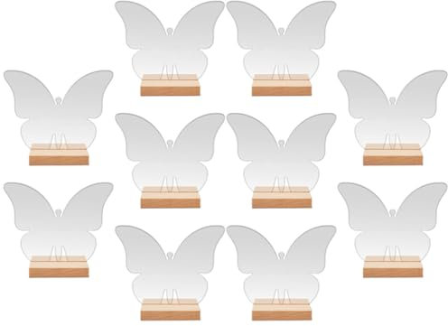 Acryl Tischschild Schmetterlingsform 10 Stück mit Holzständer