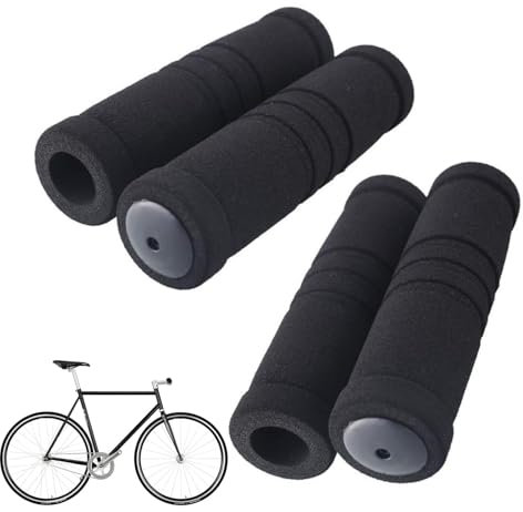 4 Pcs Foam Handlebar Grips – 12cm Soft Sponge Bike Handlebar Covers for Mountain, Folding & Commuter Bikes, Non-Slip Shock-Absorbing Grip