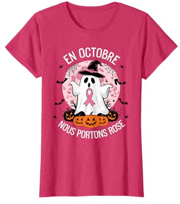 Octobre Rose Ruban Rose Halloween Fantôme Octobre Rose T-Shirt