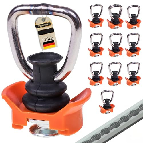 INTAKO Airlineschiene Fitting 10er Set – Airline Fitting mit Ring, Zurrösen 1000kg, Airlineschiene Zubehör für Ladungssicherung in Anhänger, Transporter und PKW