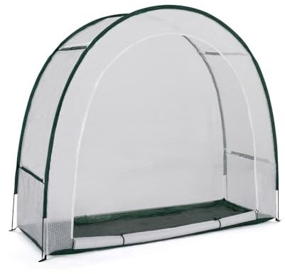 TERRE JARDIN - Serre de Jardin, 4 Saisons Demi Lune - Serre Adossée d'Hivernage 200 x 80 x 170 cm - Bâche Imperméable Renforcée - Anti-intempéries, Antigel, Anti-UV - Montage Facile - Robuste